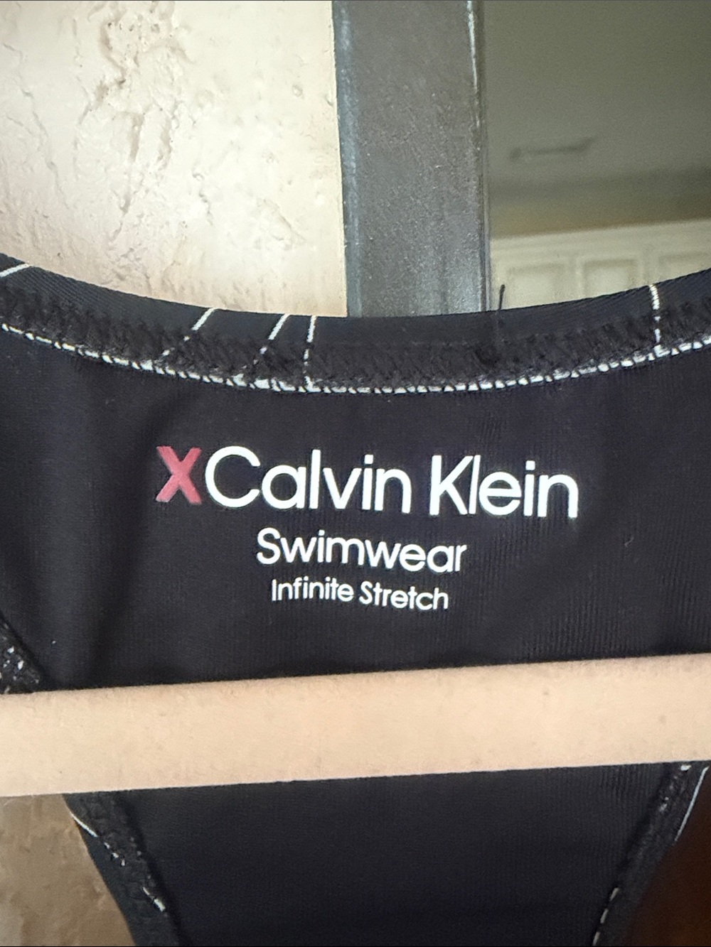 Calvin Klein Black One-Piece Swimsuit with White Logo Print - Picture 3 of 7